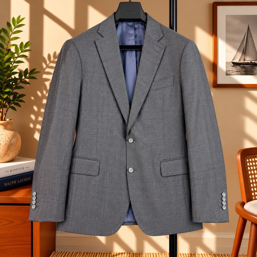 Suitsupply Suit Jacket Mens 48 Gray Lazio VBC Perennial Super 110s Wool Blazer